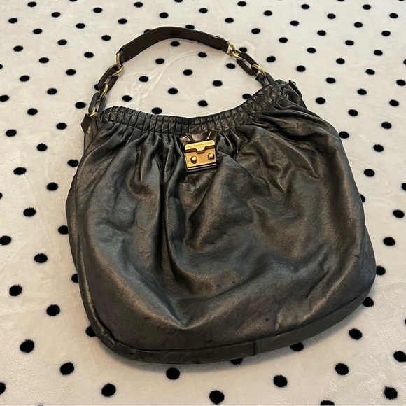 Marc by Marc Jacobs Gray Lamb Leather Hobo Shoulder Bag - Picture 3 of 11